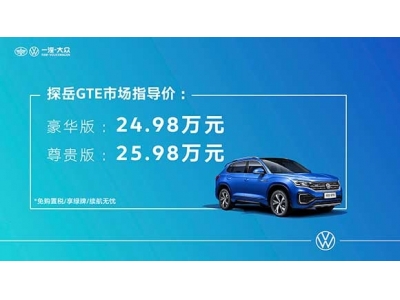 一汽-大众探岳GTE 24.98万元开售